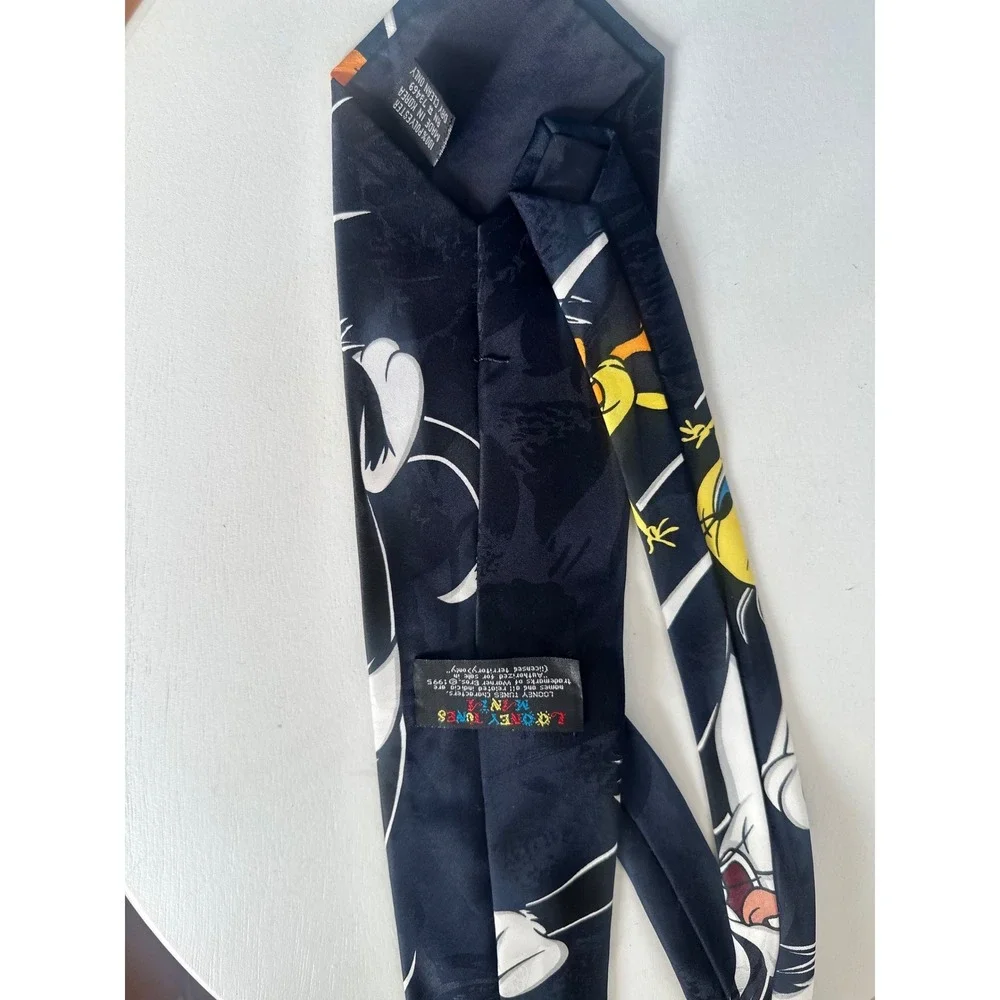Vintage 1995 Looney Tunes Mania Tweety Sylvester Polyester Necktie Mens